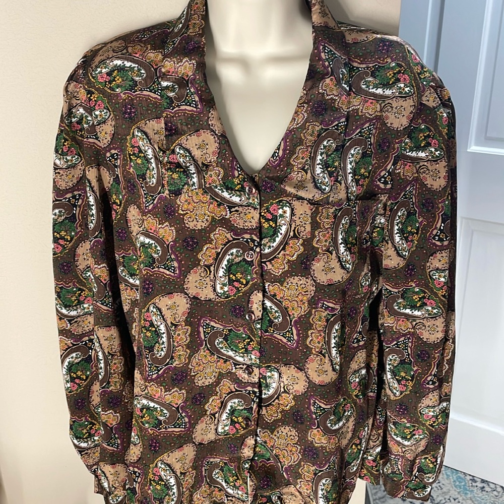Rhoda Lee vintage paisley print button down shirt